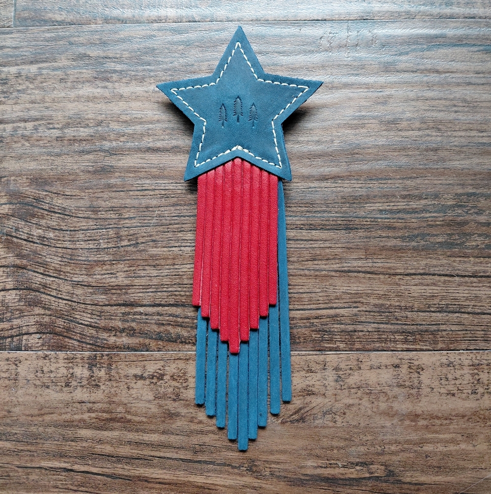 Portland Leather Austin Star Tassel Keychain - Deep Water, Ruby